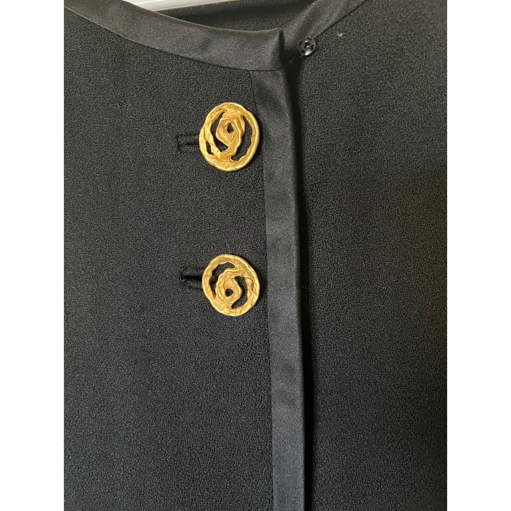 Mary McFadden Collection Nordstrom Couture Black Button Dress 10 Glam Luxury Vtg - Picture 3 of 12